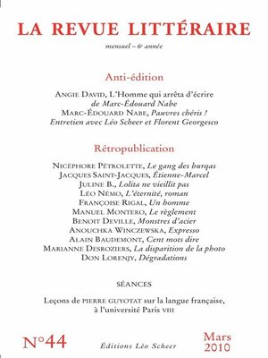 cover image of La Revue Littéraire N°44
